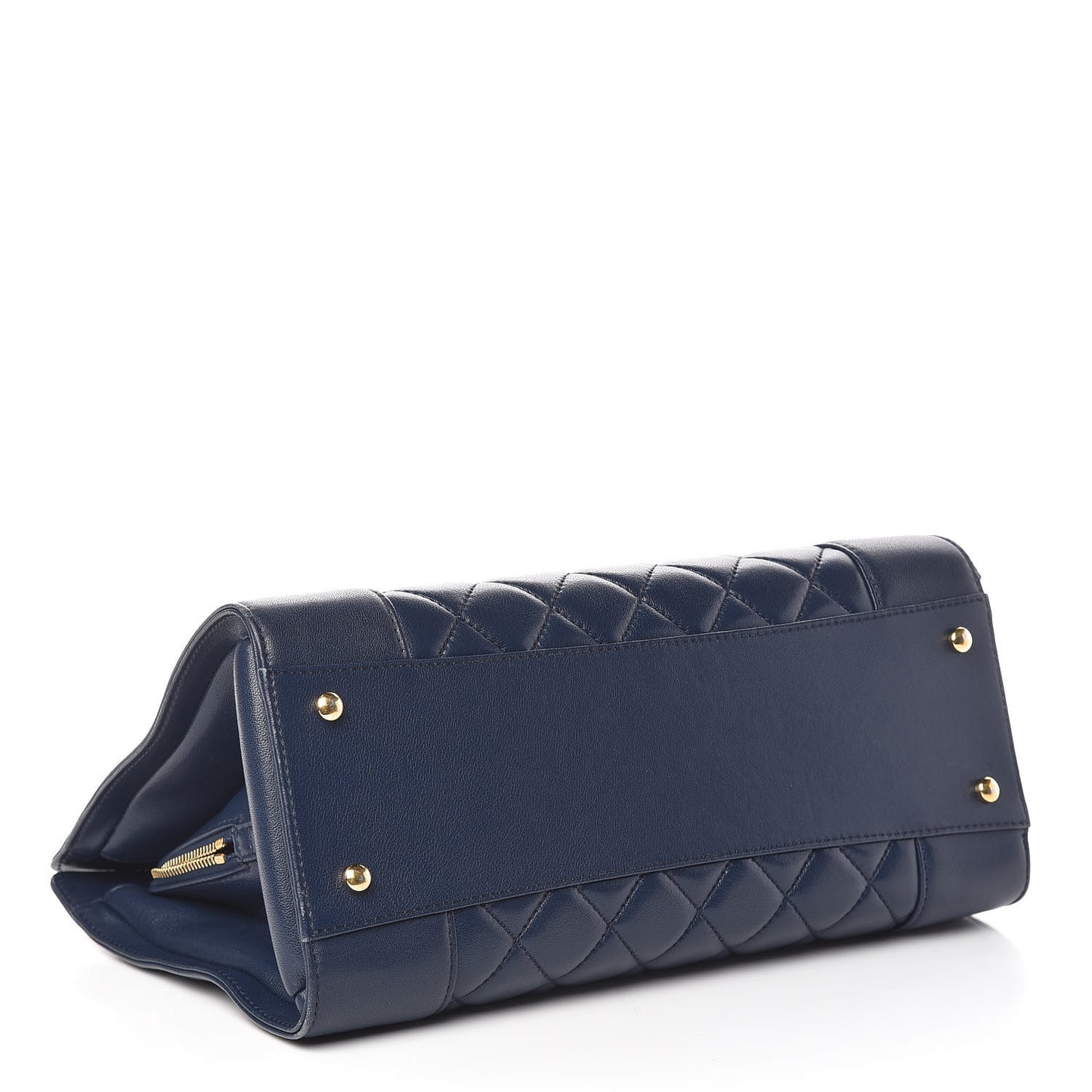 Sheepskin Quilted Mademoiselle Vintage Shopping Tote Navy