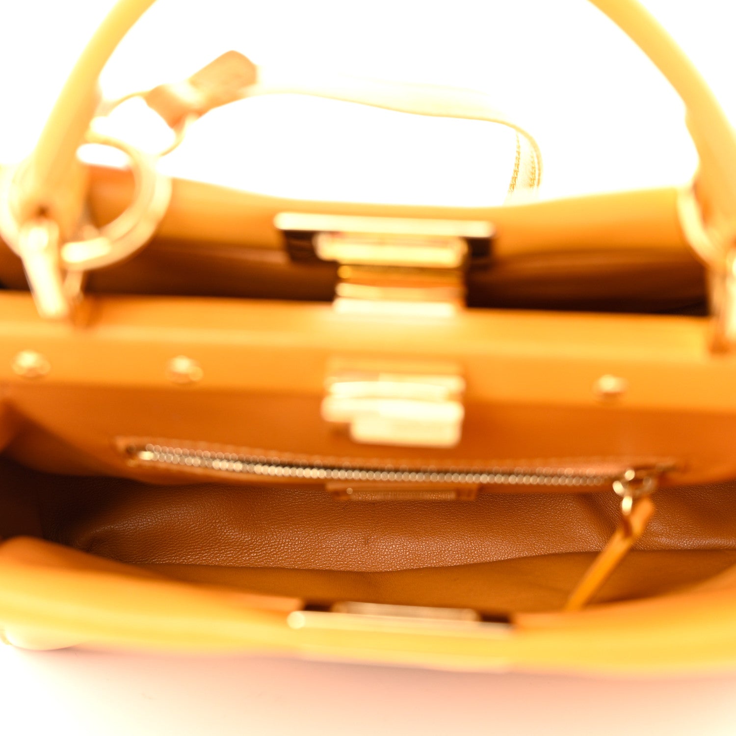 Fendi Nappa Mini Peekaboo Iconic Satchel Giallo Syrup 4 of 10