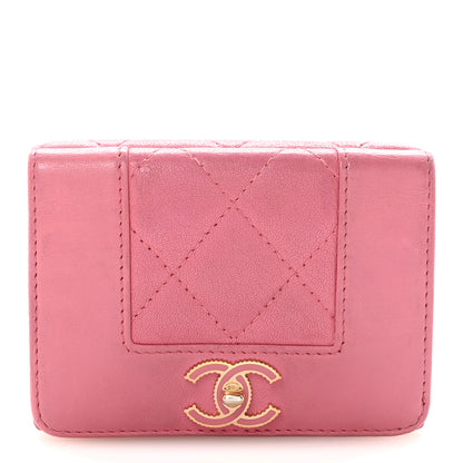 Chanel Sheepskin Quilted Vintage Mademoiselle Trifold Wallet Dark Pink 1 of 8