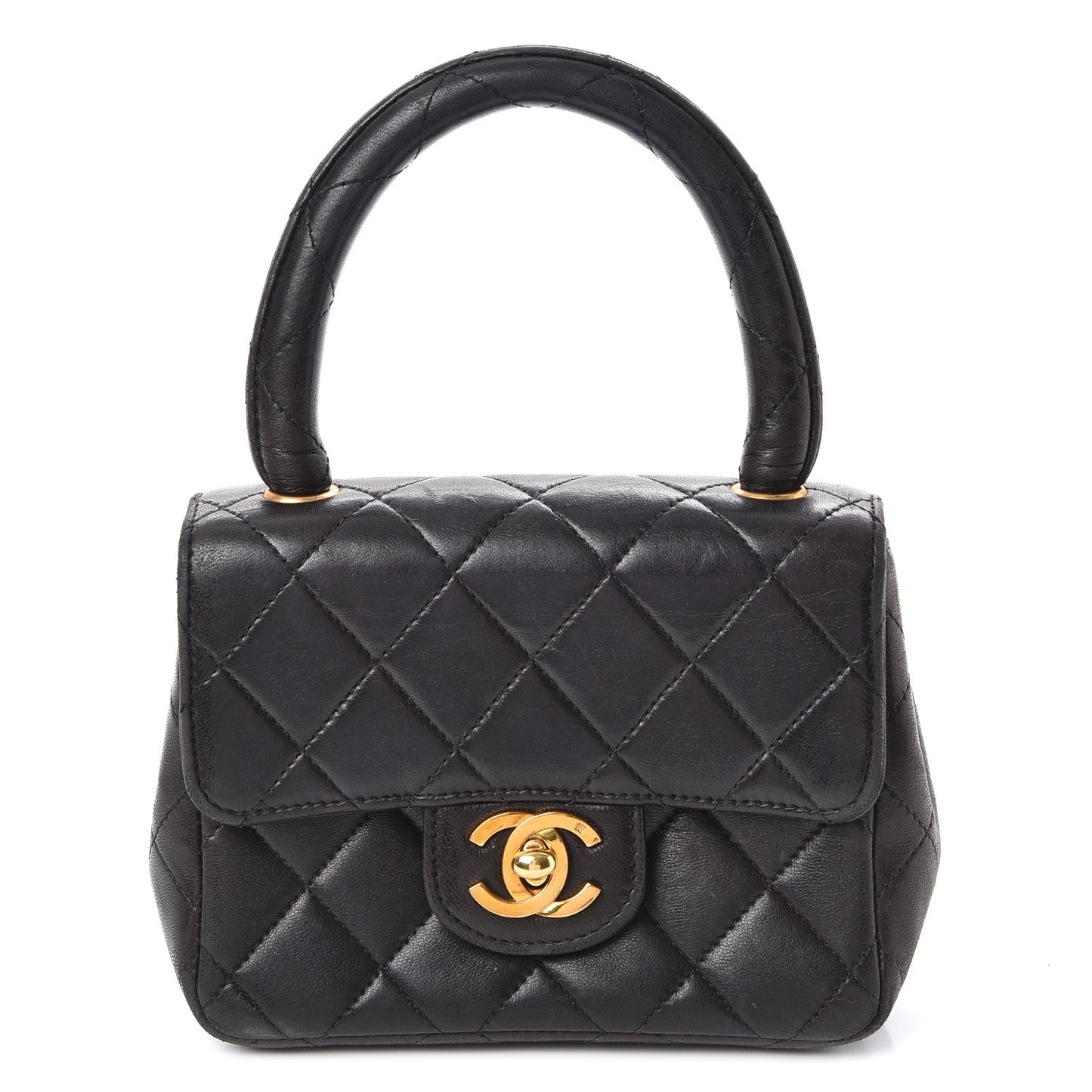 Lambskin Mini Kelly Flap Bag Black