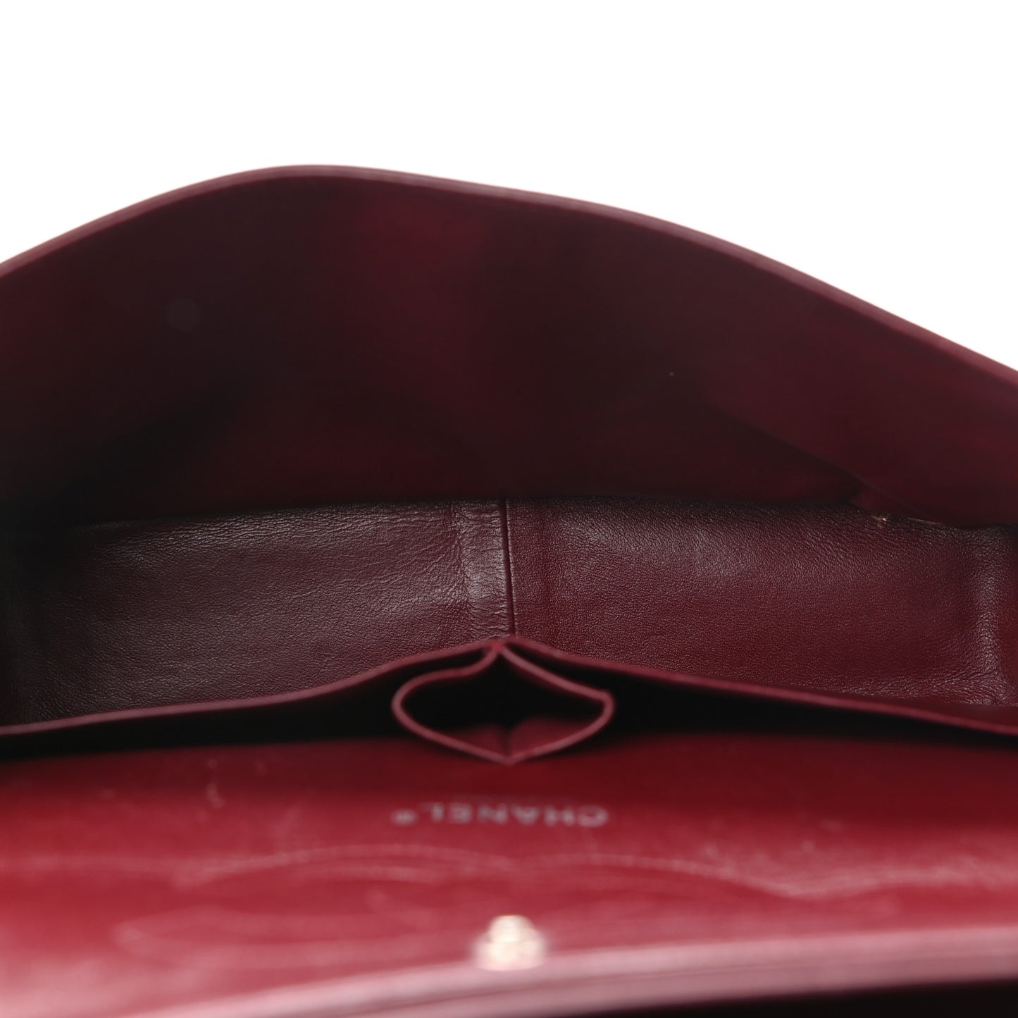 Striated Patent Quilted Jumbo Double Flap Burgundy