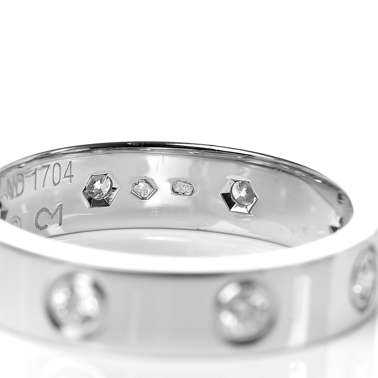 18K White Gold 8 Diamond 4mm Wedding Band LOVE Ring 48 4.5