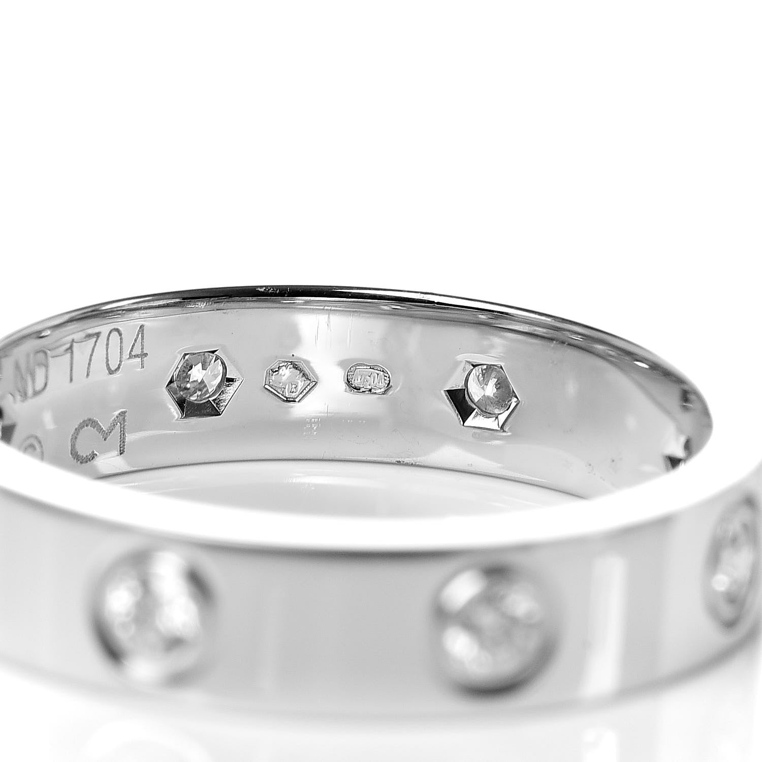 Cartier 18K White Gold 8 Diamond 4mm Wedding Band LOVE Ring 48 4.5 5 of 6