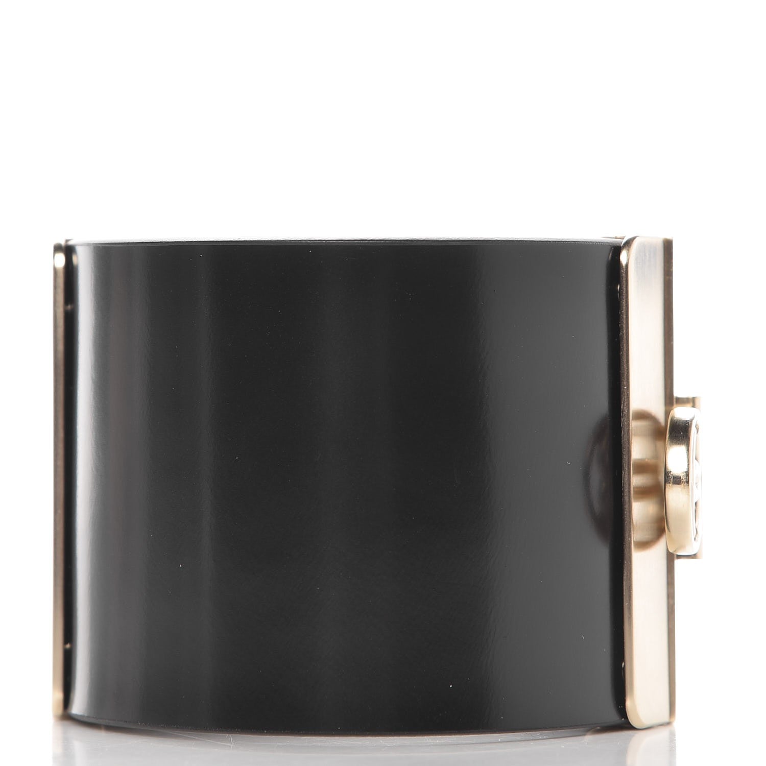 Chanel Glazed Calfskin CC Wide Cuff Black 3 of 6