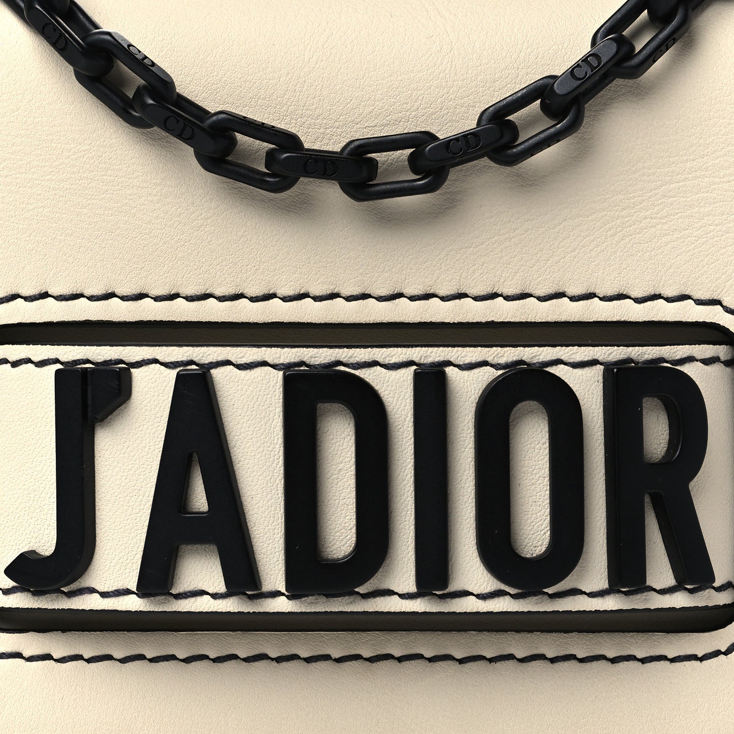Smooth Calfskin Mini J'Adior Chain Flap Bag Off White