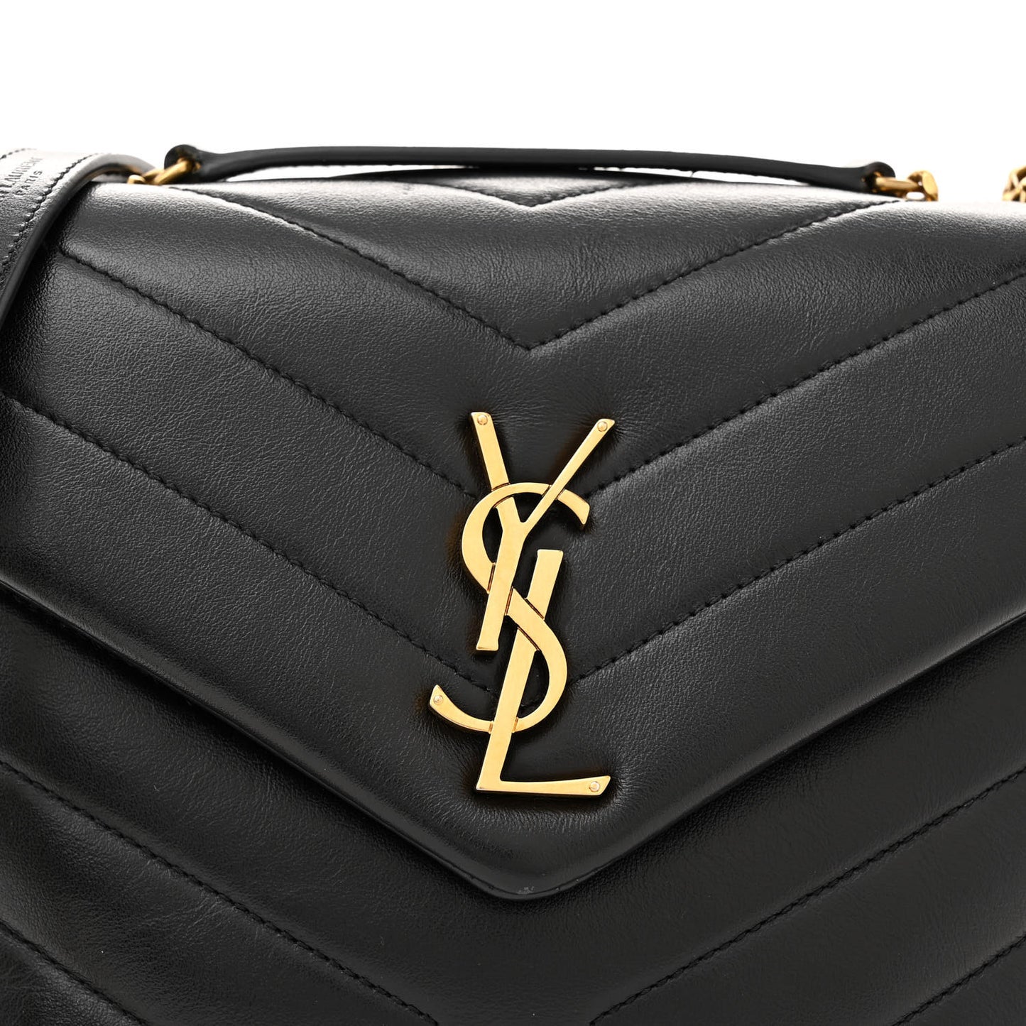 Calfskin Y Quilted Monogram Small Loulou Chain Satchel Black