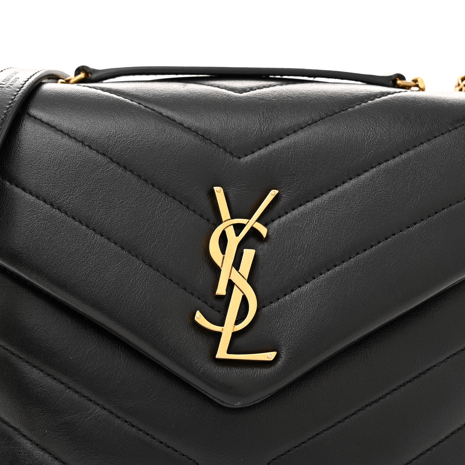 Saint Laurent Calfskin Y Quilted Monogram Small Loulou Chain Satchel Black 8 of 10