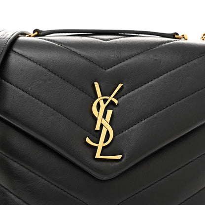 Saint Laurent Calfskin Y Quilted Monogram Small Loulou Chain Satchel Black 8 of 10