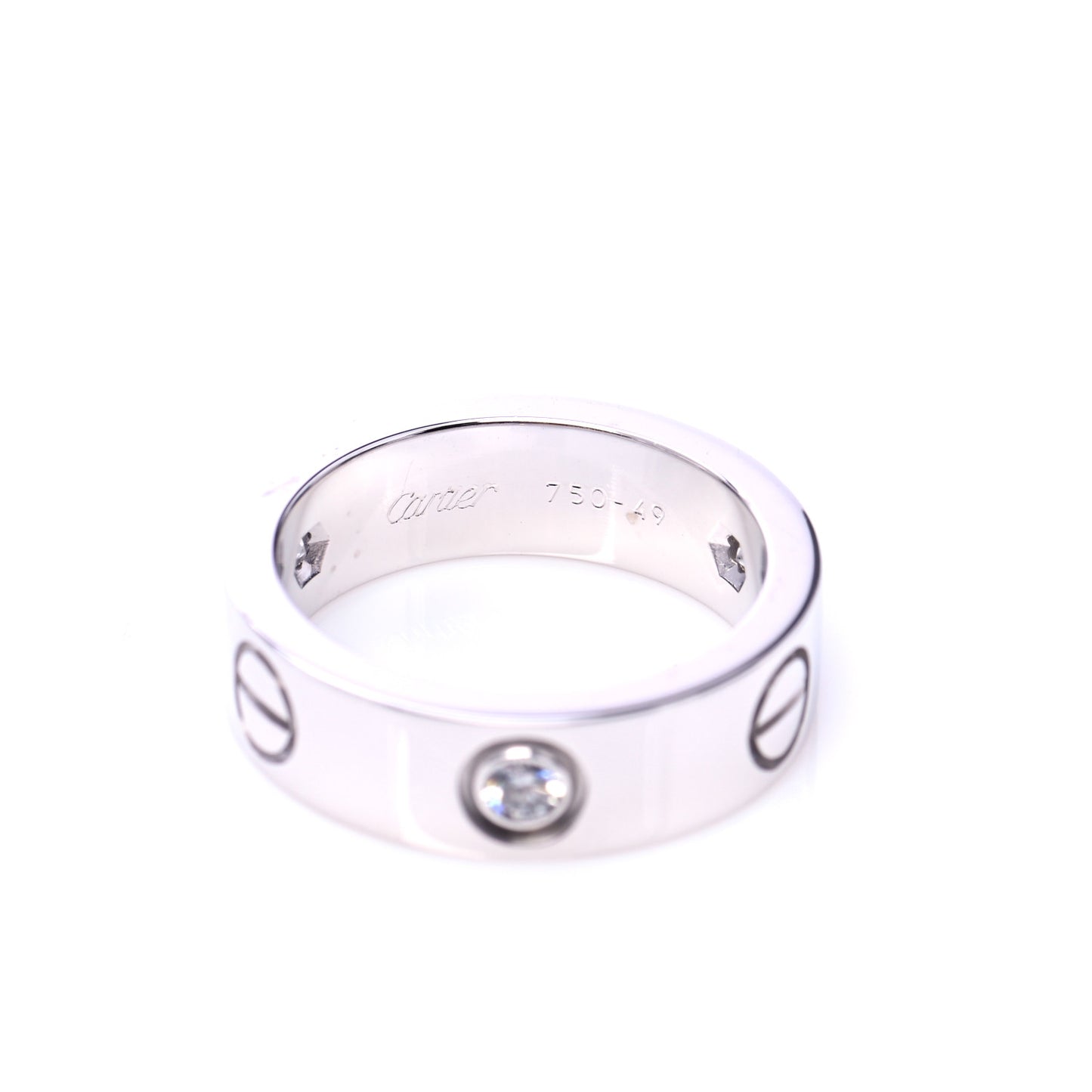18K White Gold 3 Diamond 5.5mm LOVE Ring 49 5