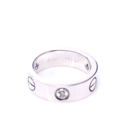 Cartier 18K White Gold 3 Diamond 5.5mm LOVE Ring 49 5 5 of 7