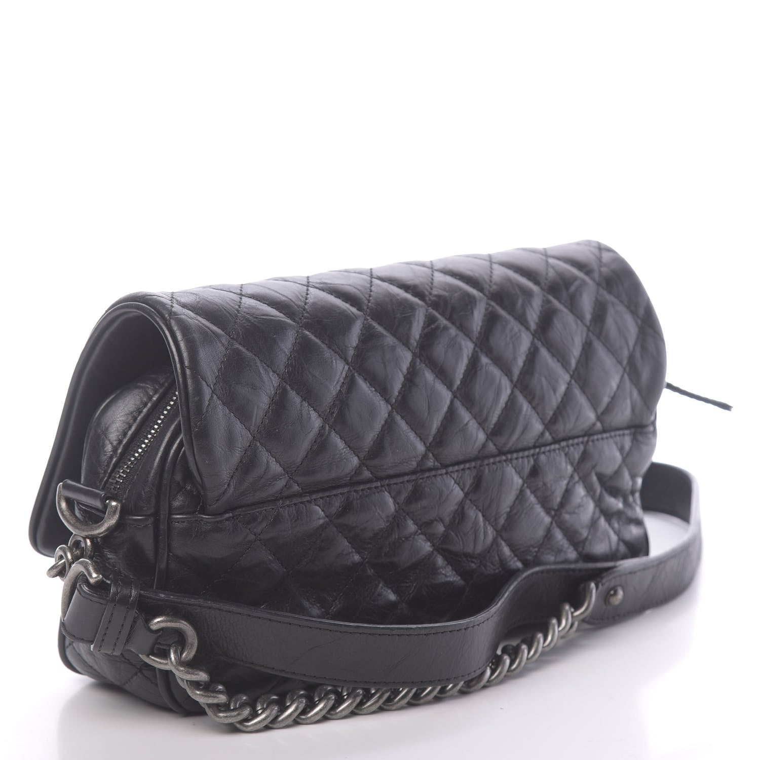 Chanel Crumpled Calfskin Quilted Small Casual Rock Flap Black 3 of 11