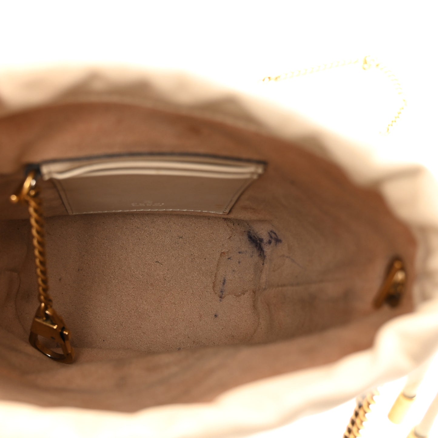 Calfskin Matelasse Mini GG Marmont 2.0 Bucket Bag White