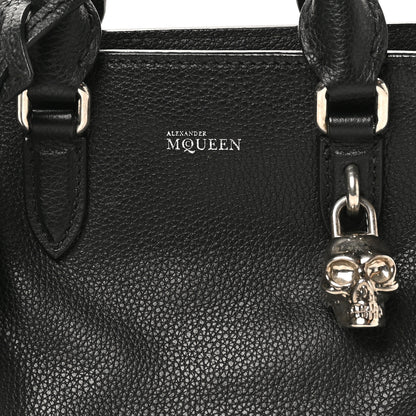 Alexander McQueen Pebbled Calfskin Mini Skull Padlock Zip Around Tote Black 8 of 12