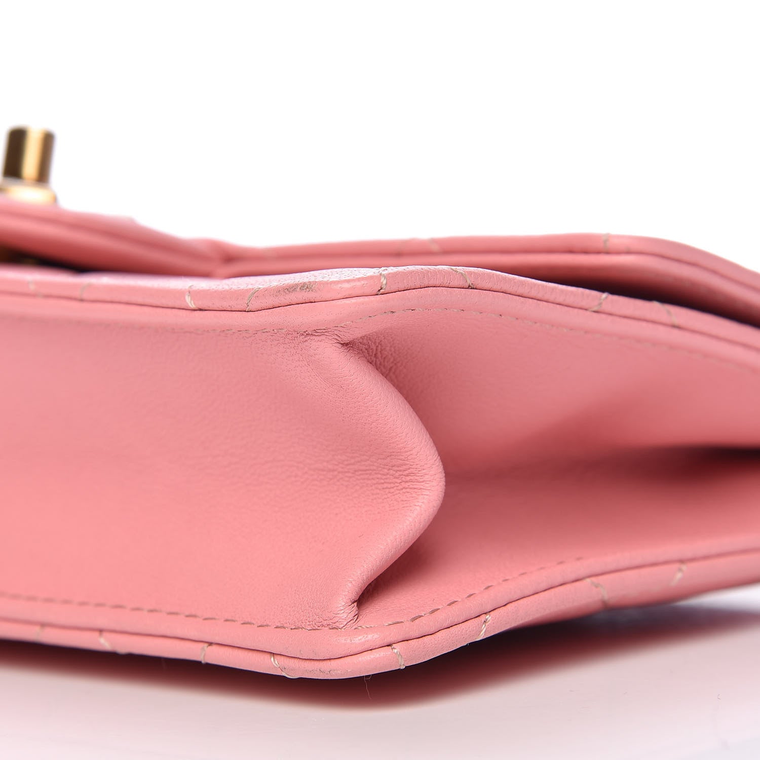 Chanel Lambskin Quilted Pearl Chain Flap Bag Pink 10 of 14