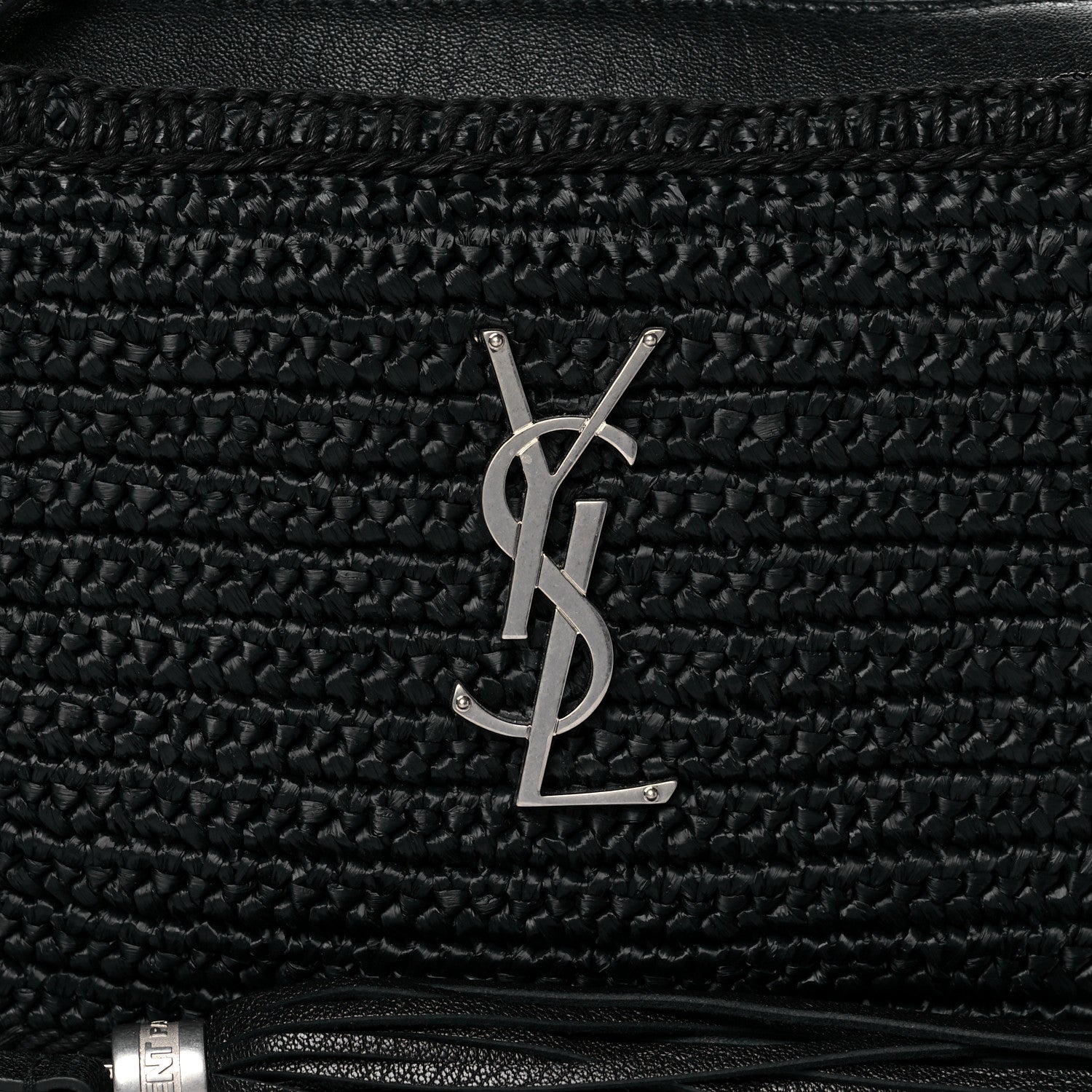 Saint Laurent Raffia Canvas Monogram Lou Camera Bag Black 6 of 8