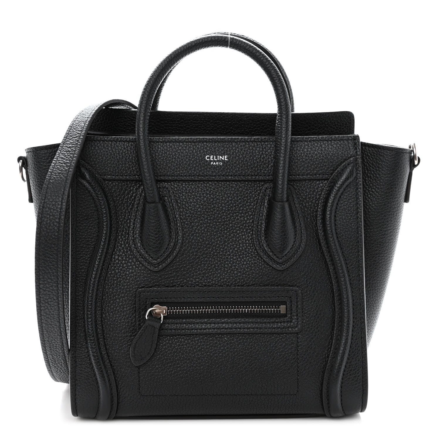 Celine Drummed Calfskin Nano Luggage Black 1 of 10