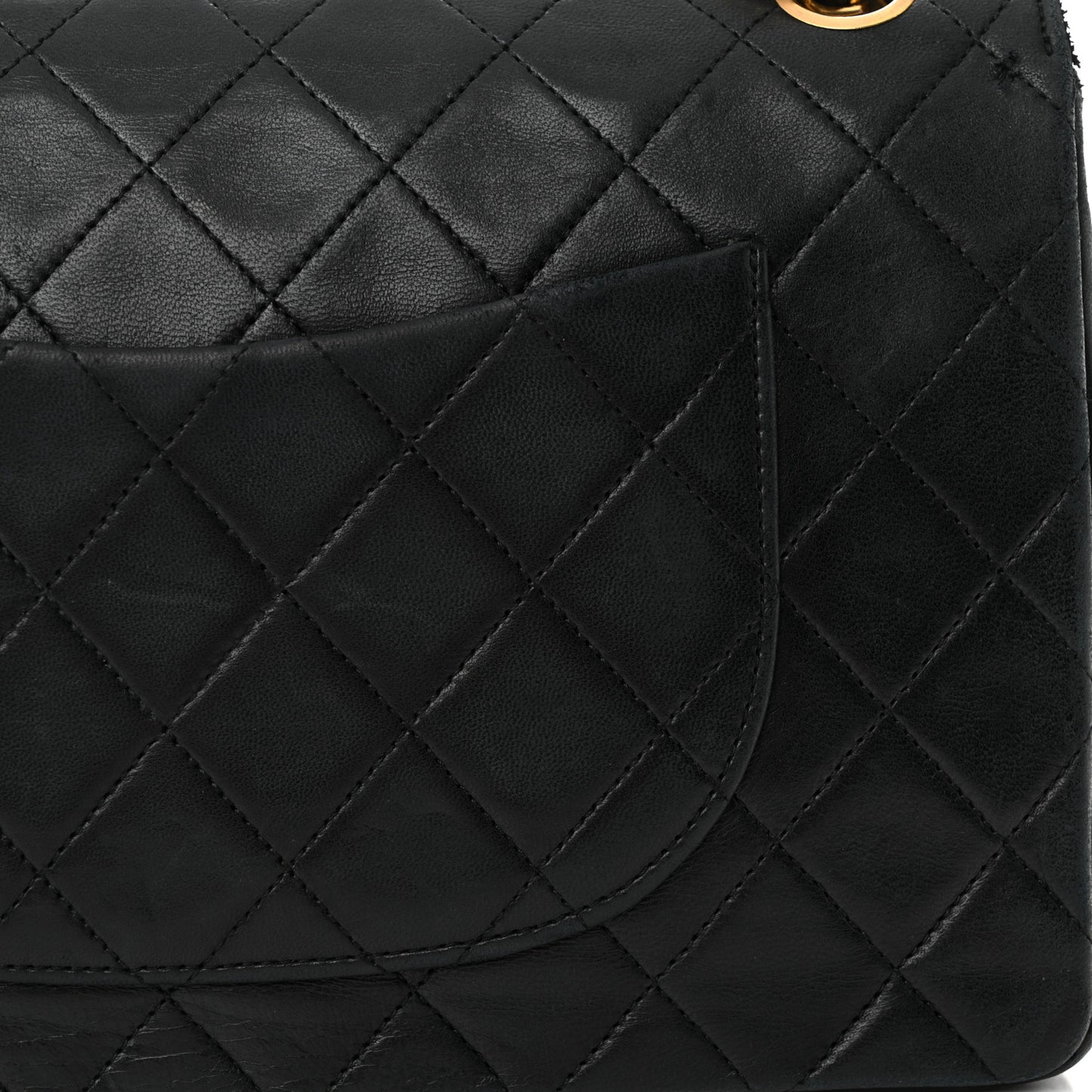 Lambskin Quilted Medium Double Flap Black