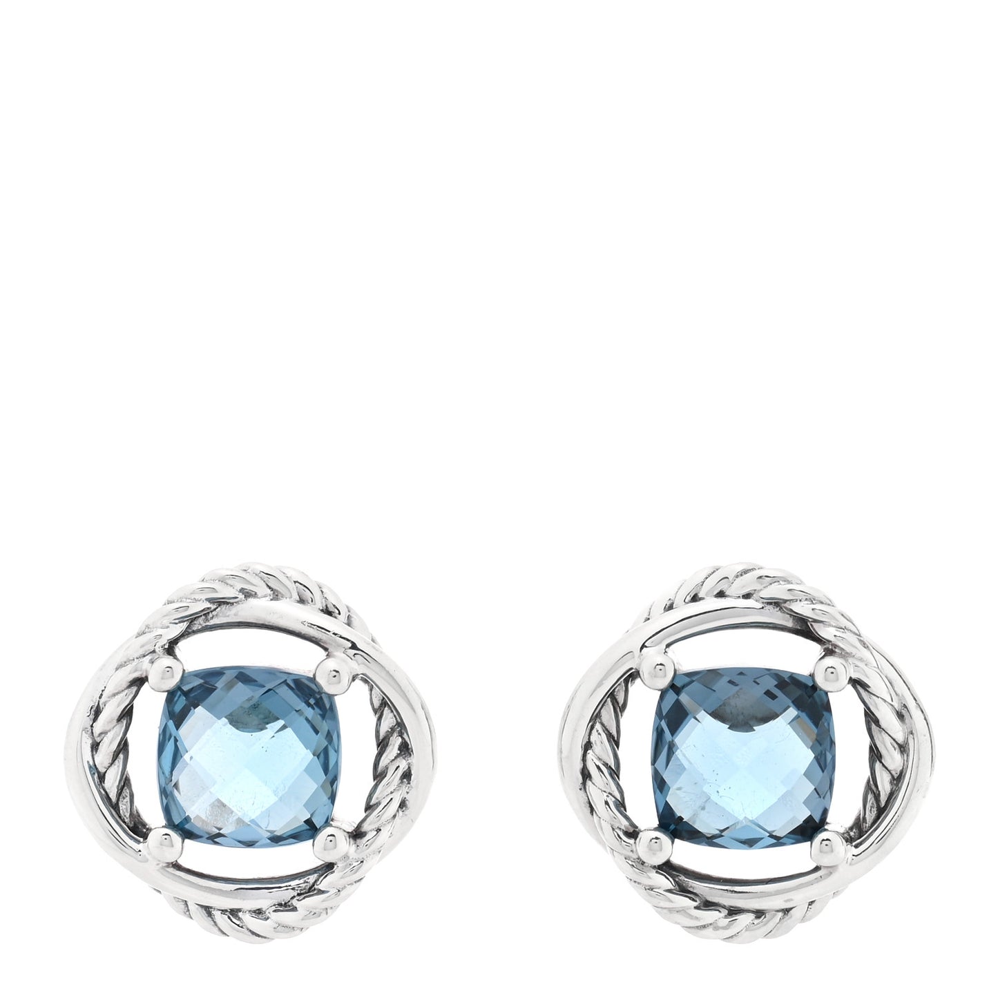 Sterling Silver Hampton Blue Topaz 7mm Infinity Earrings