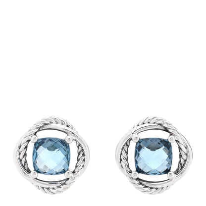 David Yurman Sterling Silver Hampton Blue Topaz 7mm Infinity Earrings 1 of 4