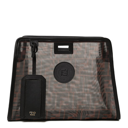 Fendi Mesh Vitello Century FF 1974 Mini Peekaboo Defender Cover Marrone Black Ebano 1 of 12