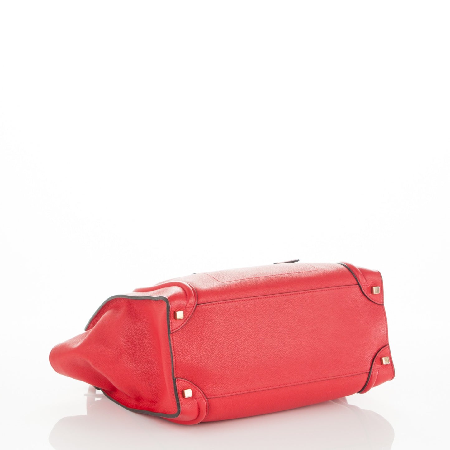 Drummed Calfskin Shoulder Luggage Vermillion
