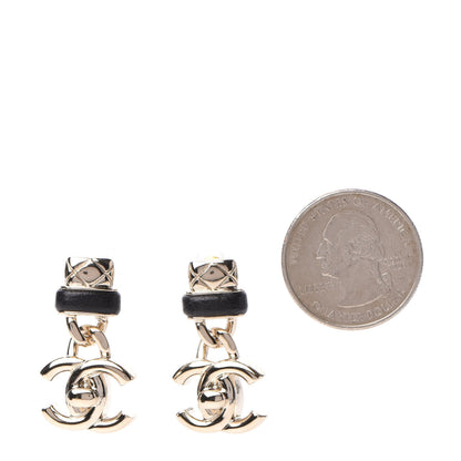 Chanel Lambskin CC Turnlock Drop Earrings Gold Black 2 of 5
