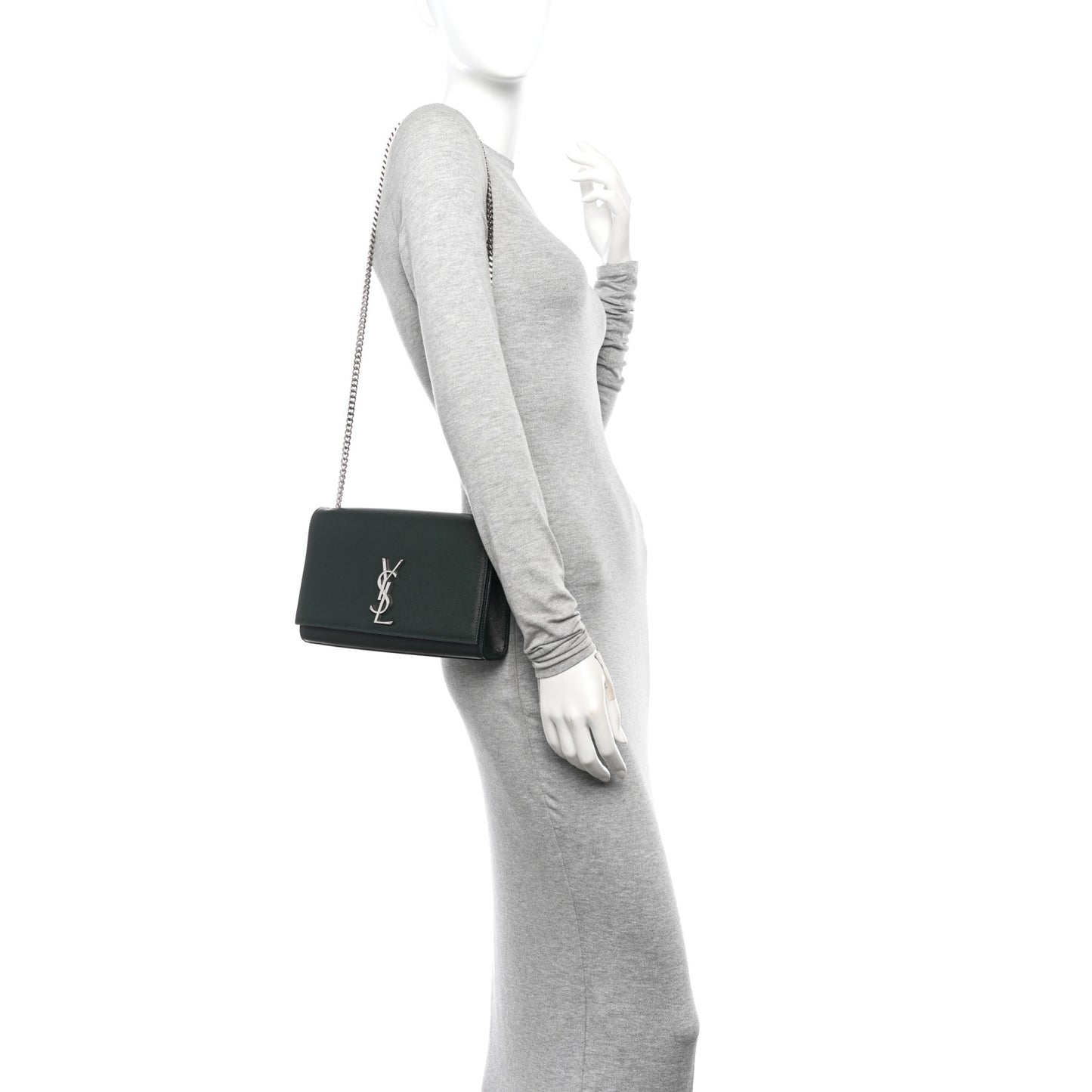 Grain De Poudre Medium Classic Monogram Kate Satchel Vert Fonce