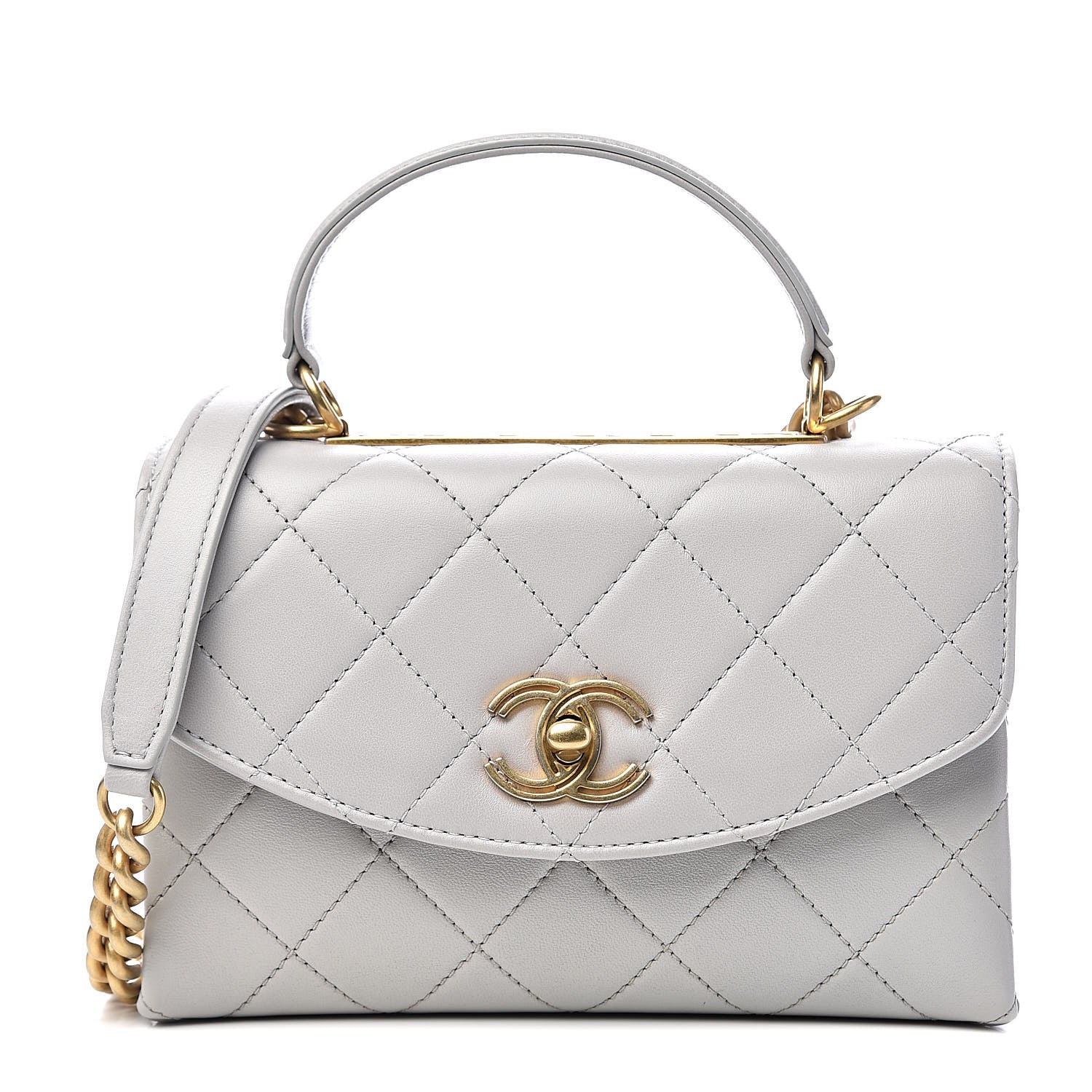 Chanel Lambskin Quilted Small Trendy Spirit Top Handle Bag Light Grey 1 of 11
