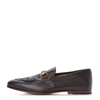 Gucci Lambskin Wolf Embroidered Mens Brixton Horsebit Loafers 9.5 Cocoa 1 of 9