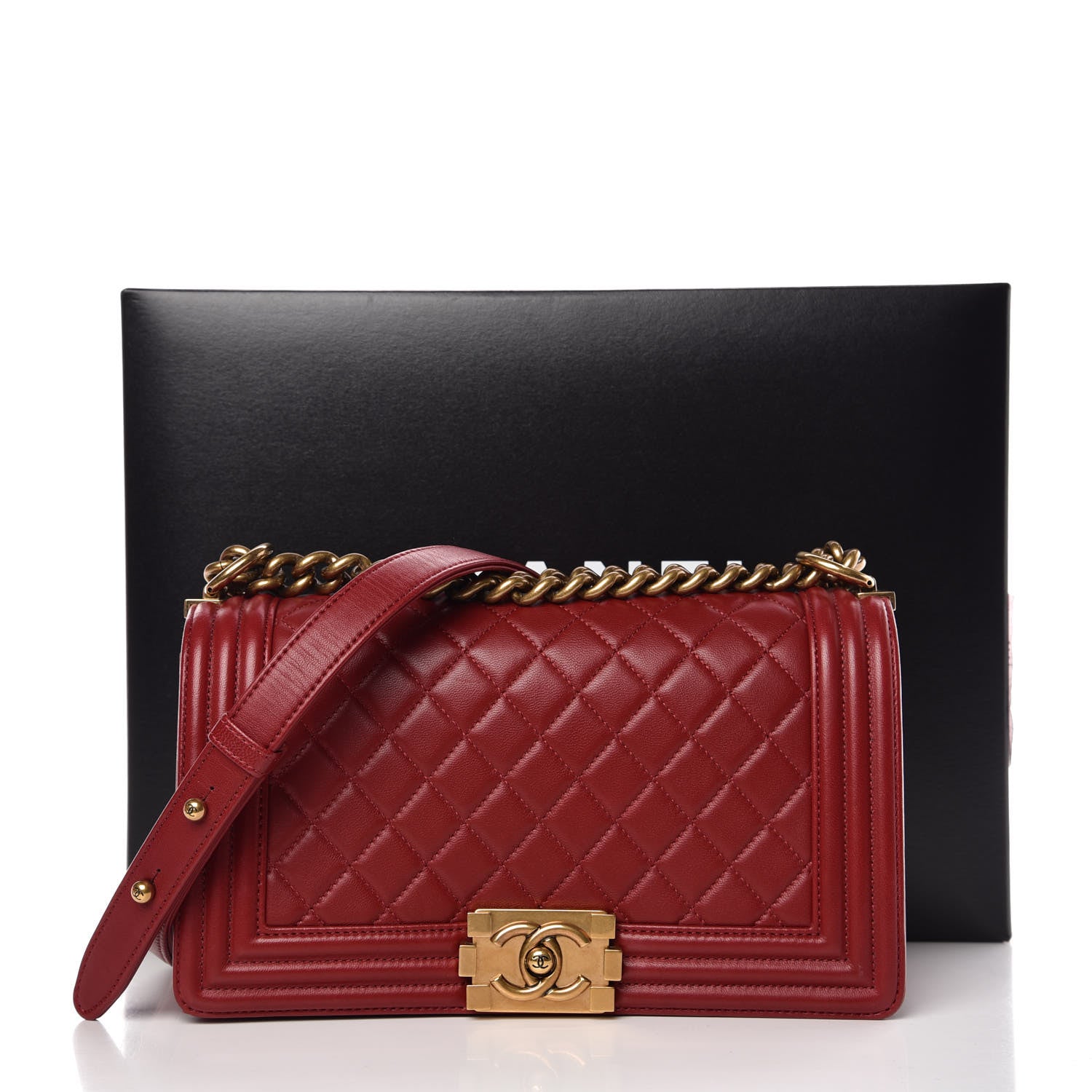 Chanel Lambskin Quilted Medium Boy Flap Red 8 of 8