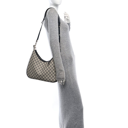 Gucci GG Supreme Monogram Textured Calfskin Web Large Attache Shoulder Bag Beige Blue 2 of 12