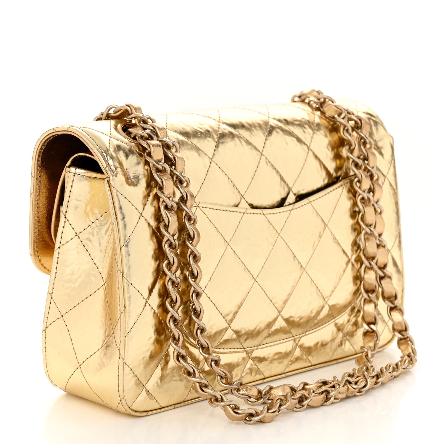 Chanel Hammered Metallic Calfskin Quilted Small Double Flap Gold 3 of 11