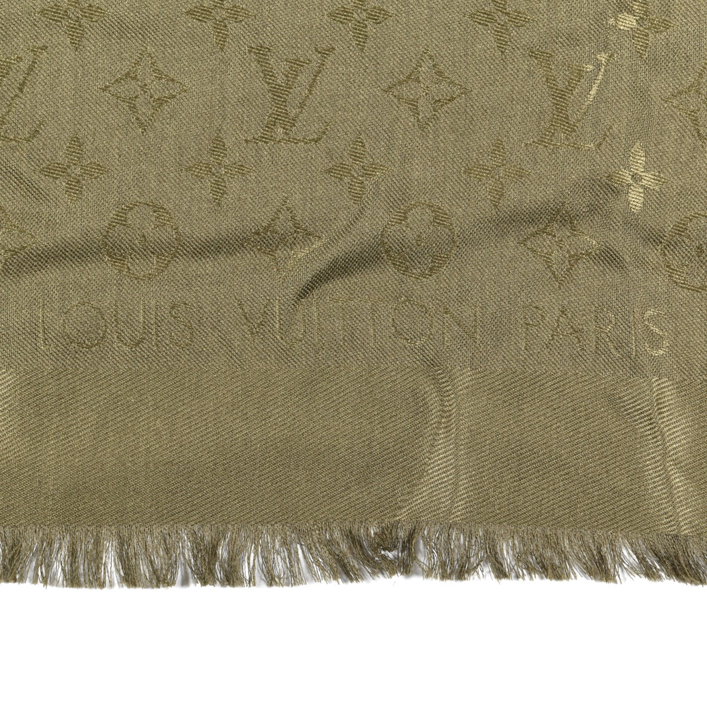 Silk Wool Monogram Shawl Kaki