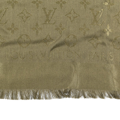 Louis Vuitton Silk Wool Monogram Shawl Kaki 2 of 3