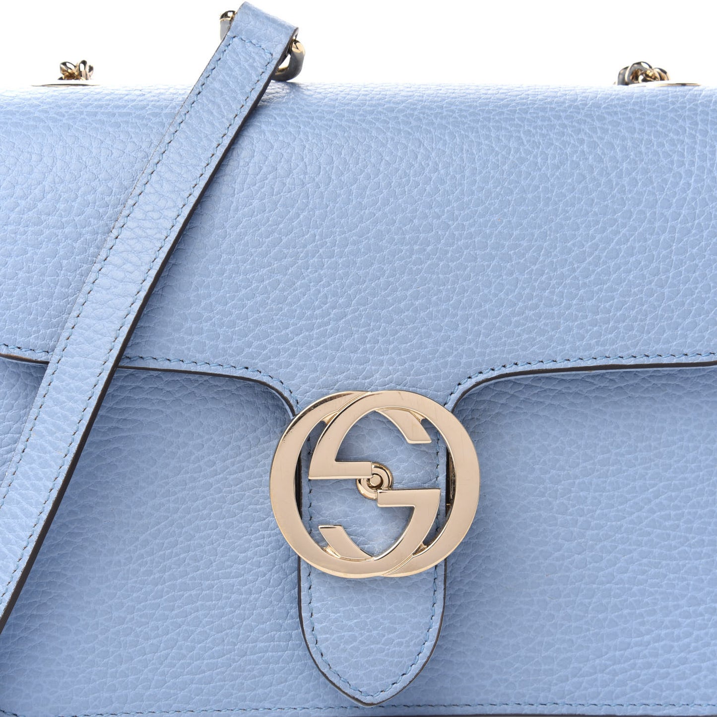 Dollar Calfskin Small Interlocking G Shoulder Bag Mineral Blue