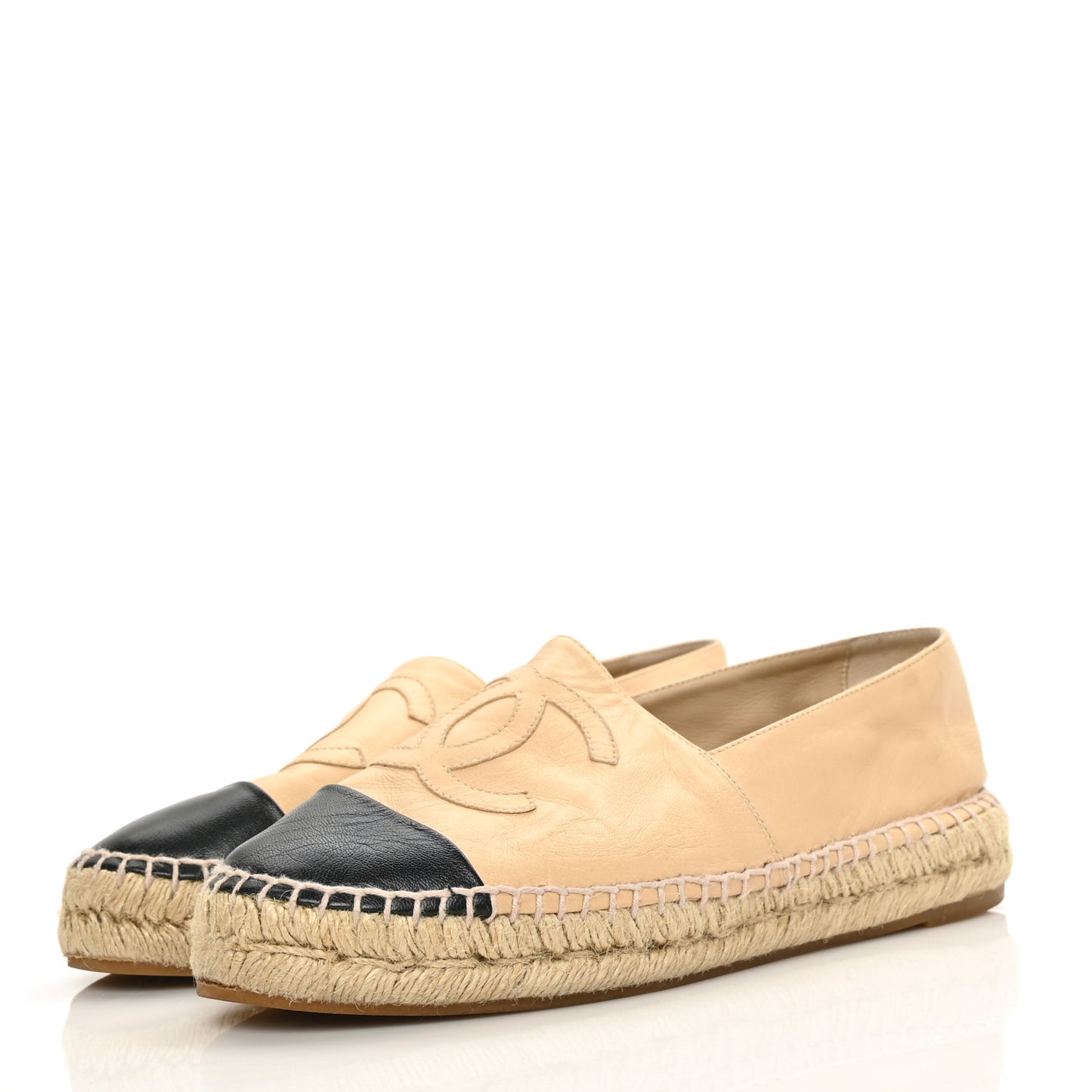 Lambskin CC Espadrilles 38 Beige Black
