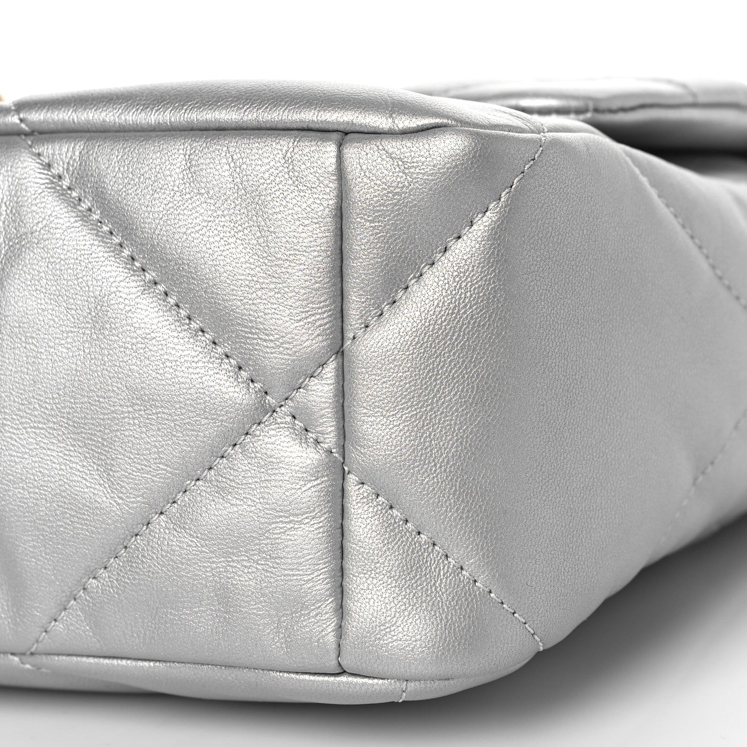 Chanel Metallic Goatskin Quilted Large Chanel 19 Flap Silver 9 of 10