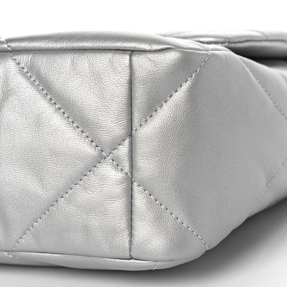 Chanel Metallic Goatskin Quilted Large Chanel 19 Flap Silver 9 of 10