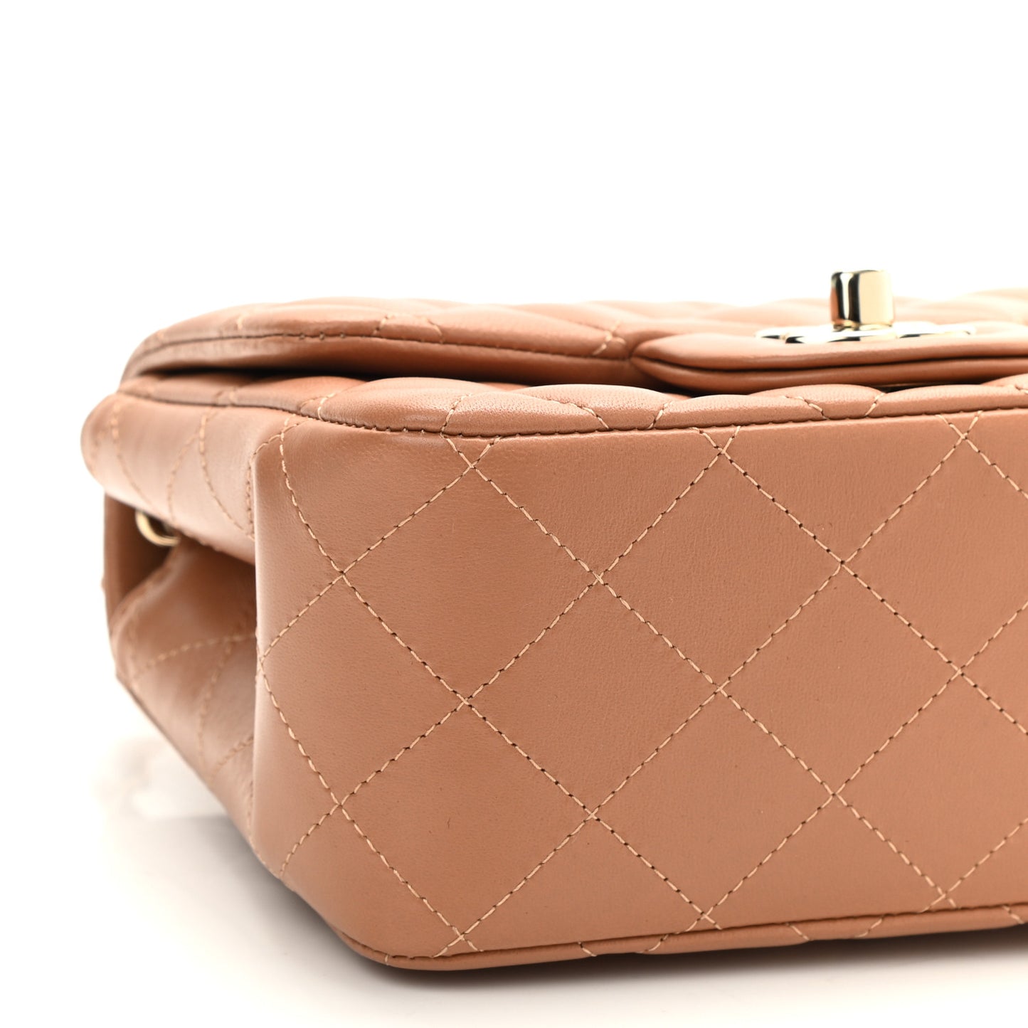 Lambskin Quilted Mini Square Flap Brown