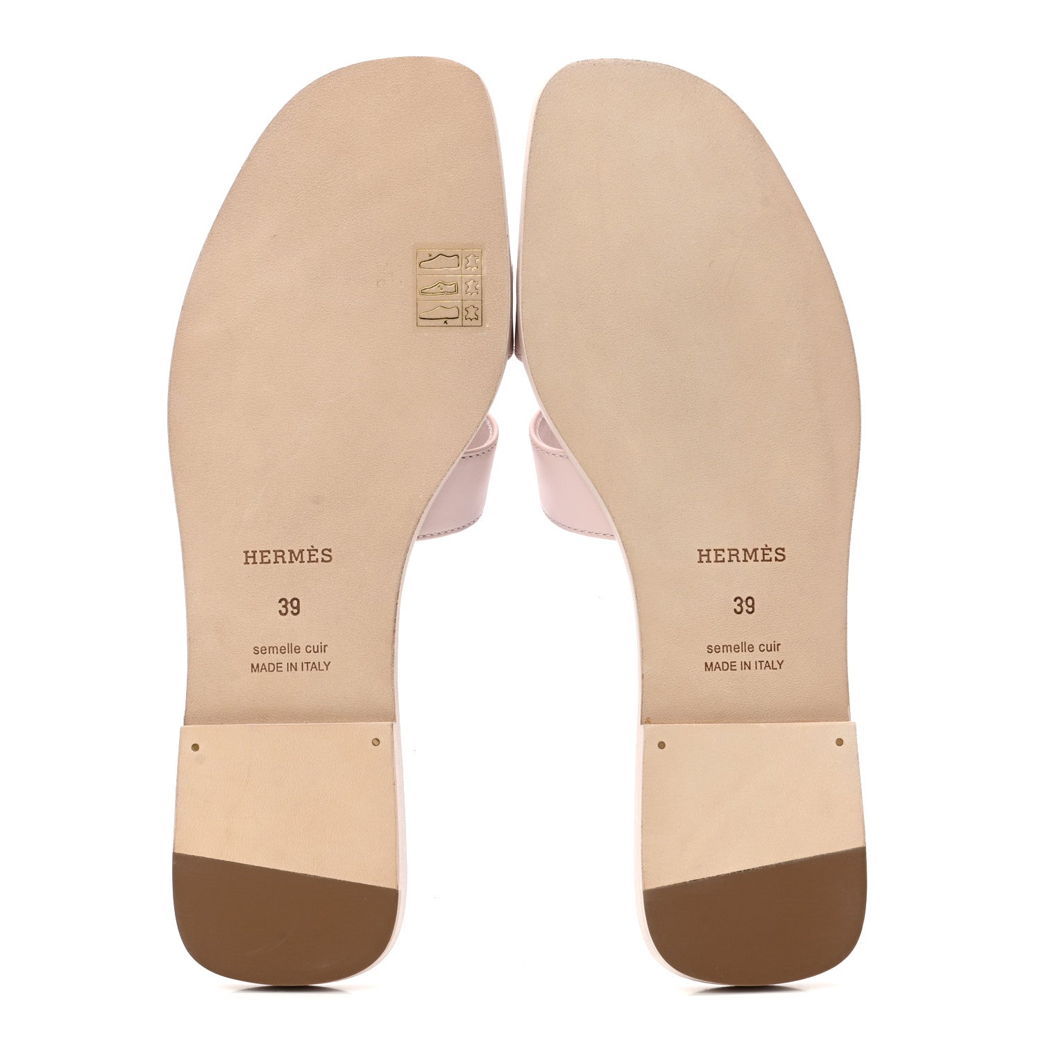 Hermes Box Calfskin Oran Sandals 39 Rose Pale 5 of 8