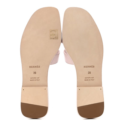 Hermes Box Calfskin Oran Sandals 39 Rose Pale 5 of 8