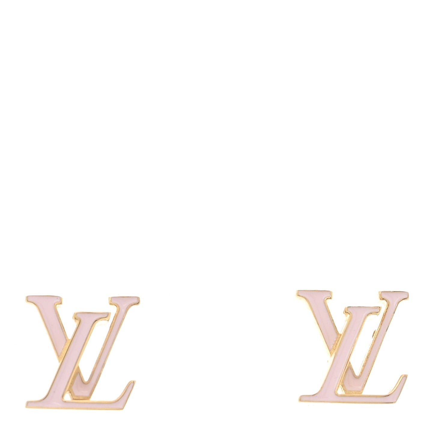 Metal Enamel LV Iconic Earrings Gold Pink