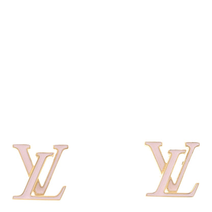 Louis Vuitton Metal Enamel LV Iconic Earrings Gold Pink 1 of 6