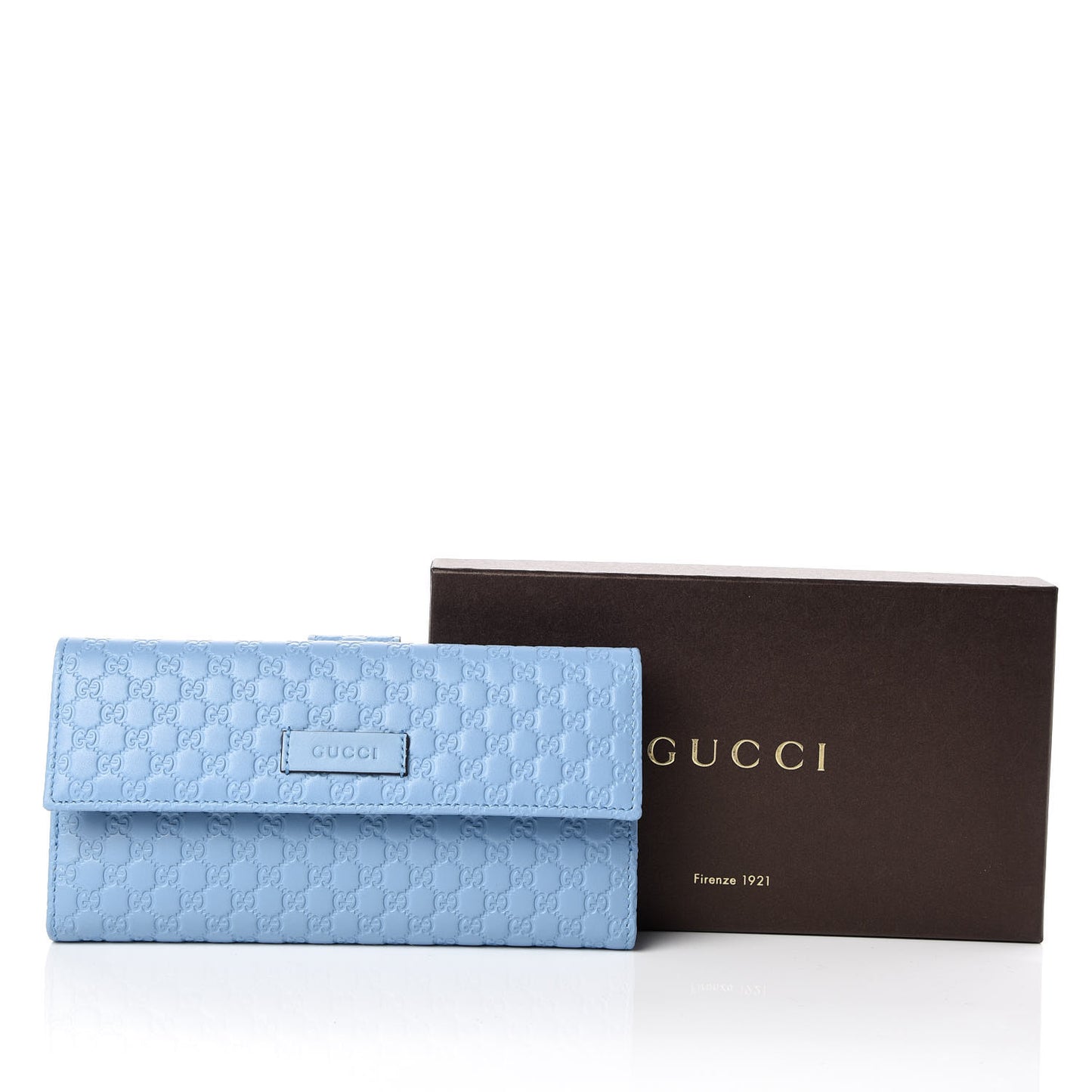 Microguccissima Continental Flap Wallet Mineral Blue