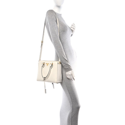 Prada Saffiano Soft Calfskin Small Zippered Tote White 3 of 9