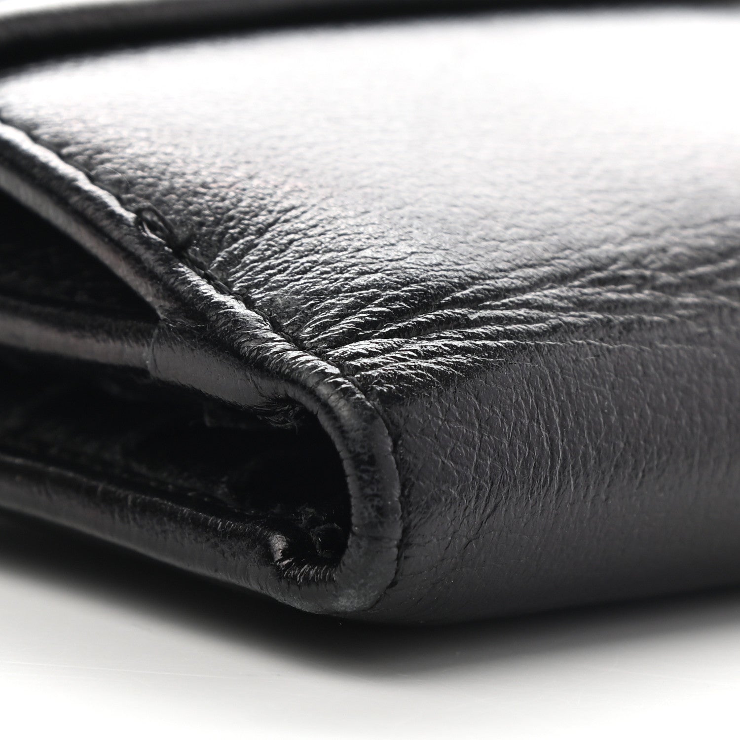 Chanel Glazed Goatskin Camellia Embossed French Flap Wallet Black 9 of 12