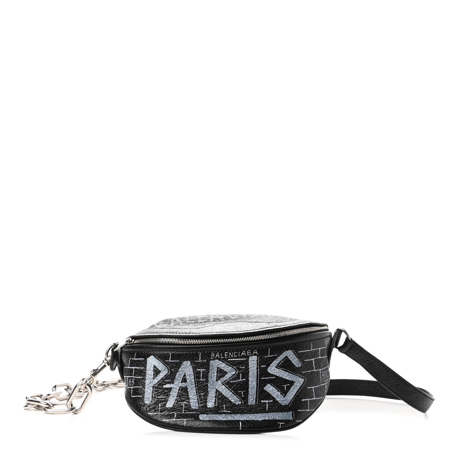 Balenciaga Agneau Arena Graffiti All Over XXS Souvenir Belt Bag Black White 1 of 7