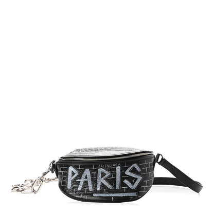 Balenciaga Agneau Arena Graffiti All Over XXS Souvenir Belt Bag Black White 1 of 7