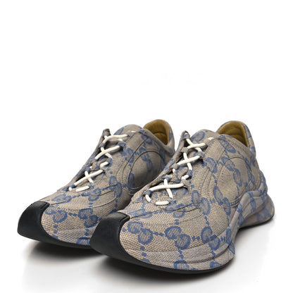 Gucci Ultralight Plume Calfskin Monogram Printed Womens Gucci Run Sneakers 39 Beige Blue 3 of 10
