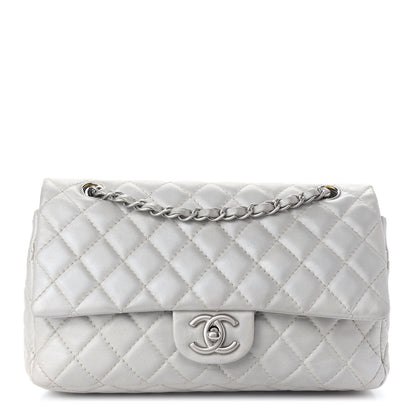 Chanel Metallic Lambskin Quilted Medium Double Flap Silver 1 of 10